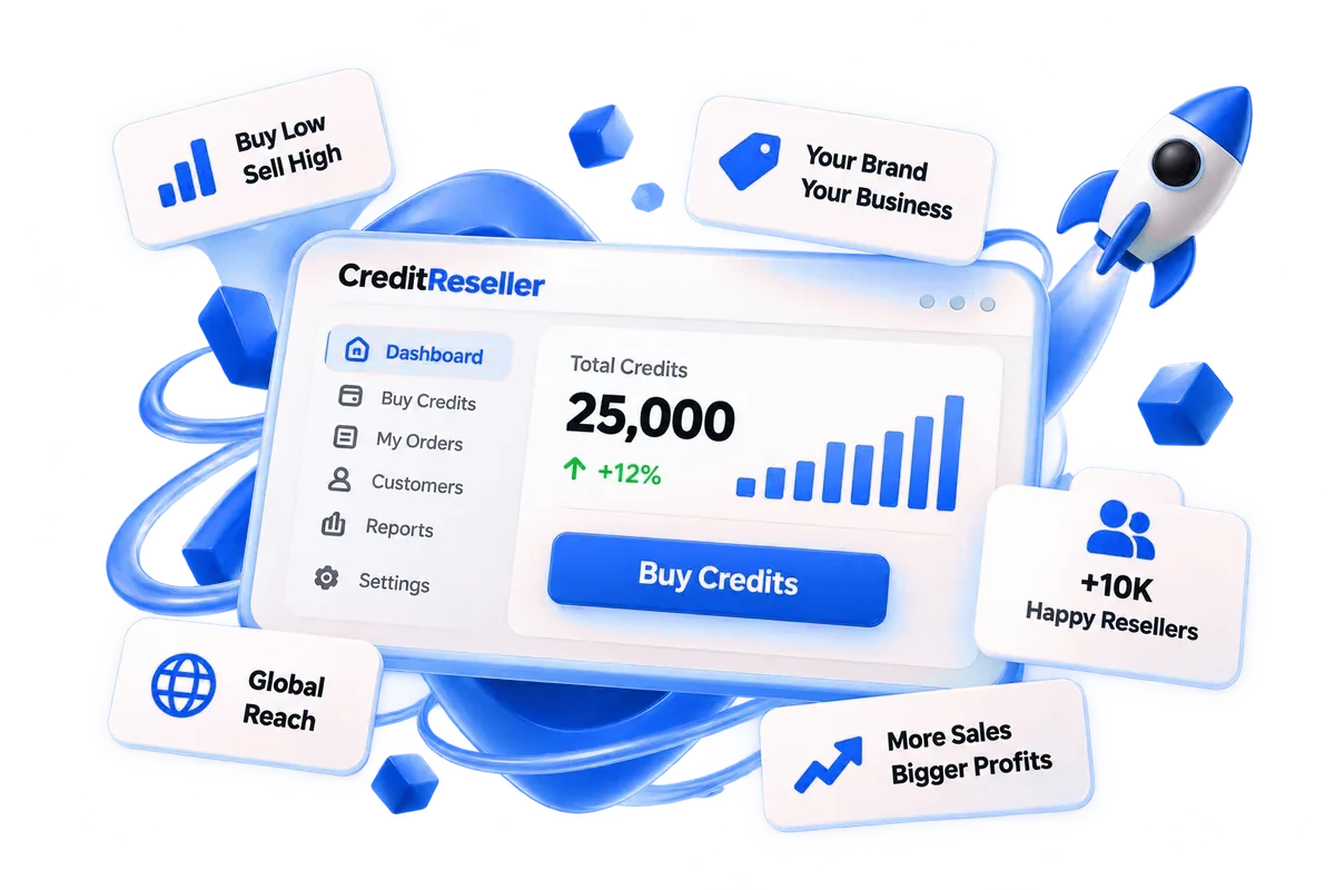 ITA Master Pay dashboard with 25,000 credits and tools to grow your reseller business